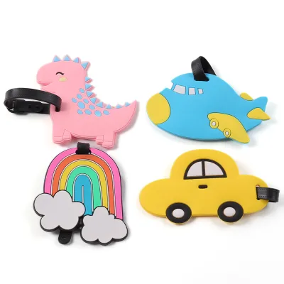 Travel Tags for Luggage Waterproofing Irregular Shape Colorful Dinosaur Rainbow Car Airplane Luggage Tags