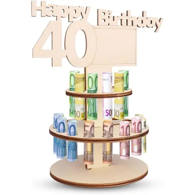 Birthday Money Gift 40th Wood Gift for 40th Birthday Men Women Anniversary Guest Book Birthday Wooden Gifts for Family Friends
