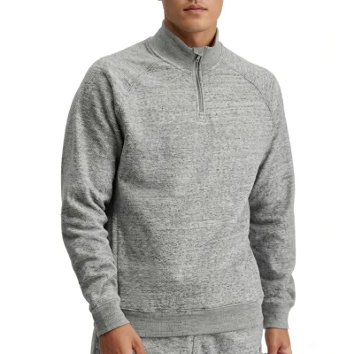 Men's Half Zip Sweater Pullover Thick Brushed Fleece Soft Sweat Wicking Anti Stink with Pockets for Fitness Golf Running OEM ODM
