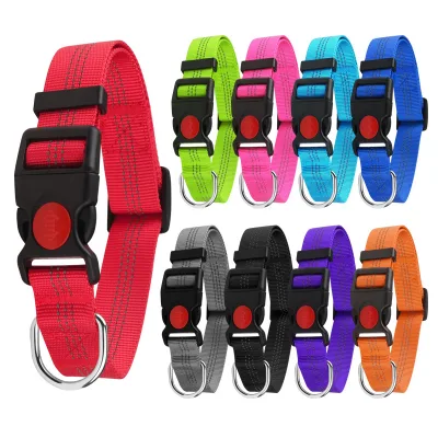 Custom Reflective Nylon Dog Collar Adjustable Soft Padded Reflective Nylon Dog Collar for Small Medium-sized Dog