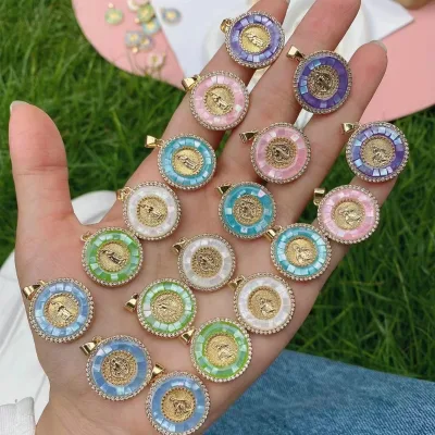 religion faith soft color charms Abalone Shell Virgin Mary Pendant for necklace