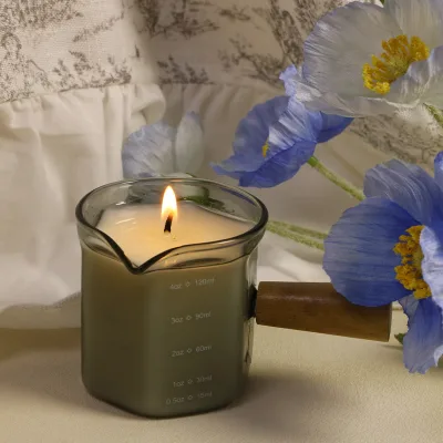 Valentine's Day Grey Transparent Glass Jar Candle with Wooden Handle Custom Brand Logo Hydrotherapy Body Relaxation