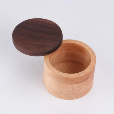 Bestseller Box Wood Salt Cellar With Magnetic Swivel Lid for Coffee Bean Spice