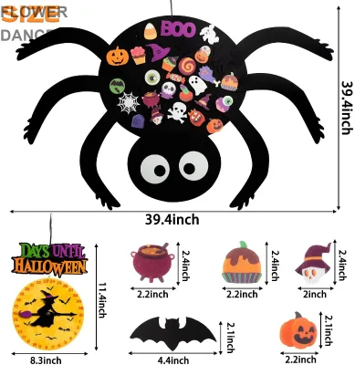 2025 New Halloween Felt Spider Craft Kit, with Witch Countdown and 30pcs Different Patterns Kawaii Felt Ornaments