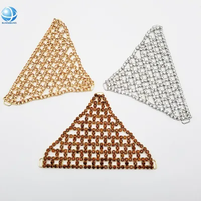 Triangle Rhinestone Crystal Silver Gold Alloy Shoes Upper Ornament for Women Shoes Sandals High Heels Decoration Accessories