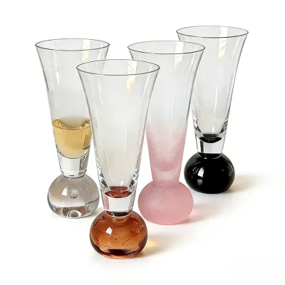 SNW Custom Ins Popular Colored Spherical Bead Based Leadfree Crystal Stemless Sparkling Champagne Cocktail Red Wine Glass Cups
