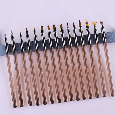 Acrylic Pen Set 15pcs Drawing Line Phototherapy Crystal Painting Air Nail Design Brushes