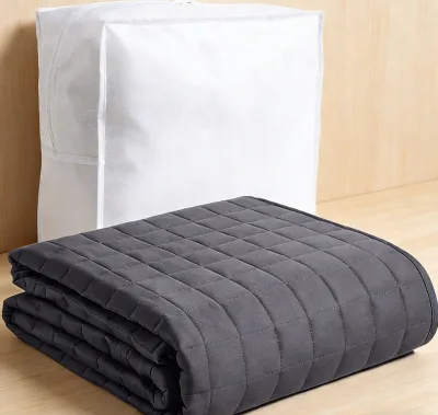 2026 Hot Sale Wholesale 15lbs Weighted Blanket for Adults Glass Beads 48*72 Inches All Season Dark Grey OEM ODM Customizable
