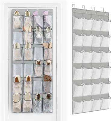 Wall-Mounted Rustic Sundries Shoe Organiser Fabric Closet Bag Storage Rack Mesh Pocket Foldable Clear Hanging Over the Door