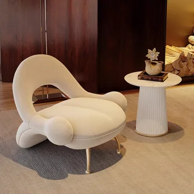 Creative Unique Cream Style Single Sofa Lazy Leisure Chair for Balconies Reception Tables and Beauty Salon Rest Areas