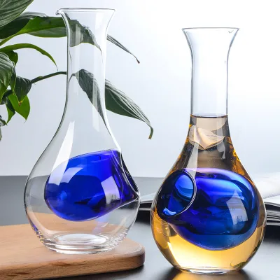 Wholesale Creative Crystal Glass Blue Recessed Wine Decanter