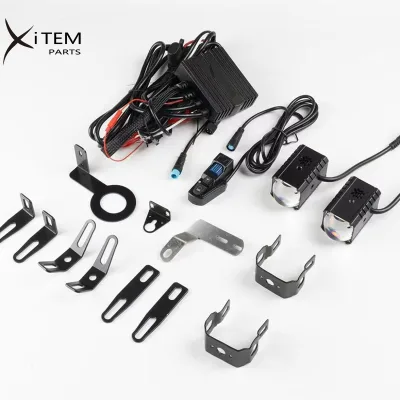 Motorcycle LED Fog Light Kit Spot Auxiliary Driving Lights with Switch Wiring Harness Clamp Mount Brackets Kit for Motorcycle