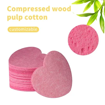 Heart Shaped Compressed Facial Sponge Reusable Professional Private Label Custom Logo Oem Bulk Makeup Remover Cleansing