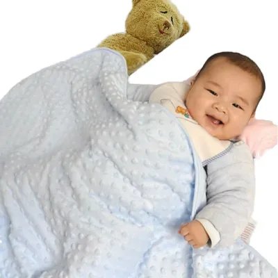 High Quality Solid Color Winter Warm Knit Fleece Blanket with Dot Pattern Customized Support Direct Factory Sale