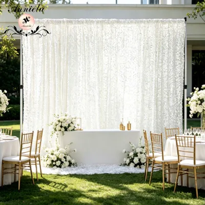 ANNIELU Paillette Sequin Mesh Drape Panel Backdrop Curtains Pearl White Shimmer Wall for Wedding Party Event Decoration