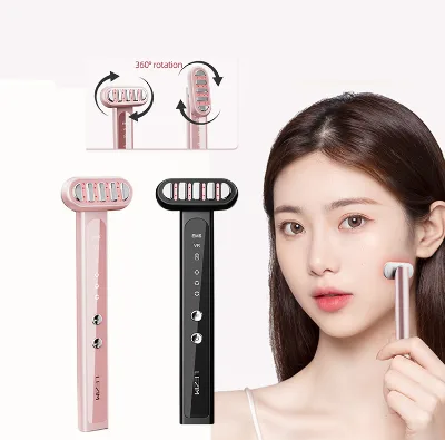 UK New Launch 4 in 1 Microcurrent Vibrating Heating 360 Degree Rotation Head Red Light Therapy Anti-aging Skin Care Facial Wand