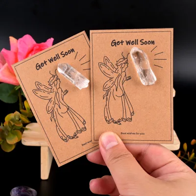 Wholesale Natural Crystal Tips Polished Clear Quartz Point Crystal Card for Gift
