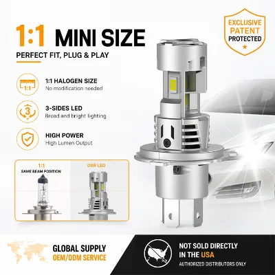 Original Factory Custom Wholesale Patented 40W 12000LM Compact Size Vehicle LED Headlight Bulbs 3 Sides Illumination Two Fans