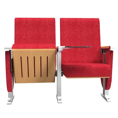 Hot Sale Commercial Theater Auditorium Chair with Modern ABS Revolving Tablet and Aluminium Legs Fabric Upholstery