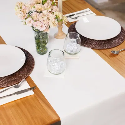 Homestead Airlaid Paper Roll Modern Paper Disposable Linen-Like Perforated Table Runner Roll White for Parties, Weddings,