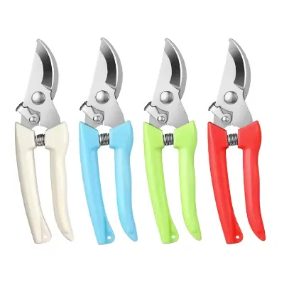 Hot Sale Pruner Garden Scissors Tree Pruners Stainless Steel Pruning with Curved Blade Plant Cutting Tools Trimming Scissors