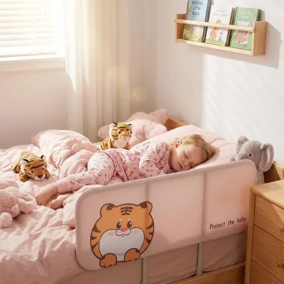 Hot Sale Thick EVA Padding Toddler Bed Guard One-Second Fold Foldable Baby Bed Rail 120cm with Cute Cartoon Design