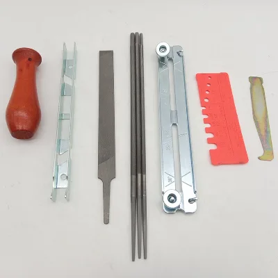 Wood Handle Chainsaw Sharpener Kit T12 Steel 6 Inch Depth Gauge Quick Check Gauge Saw Teeth Sharpening Set Flat File