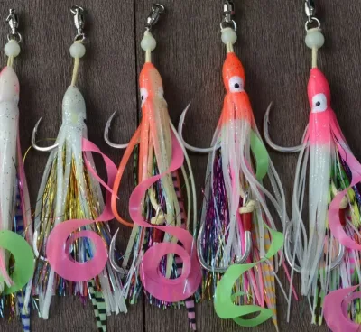 High Carbon Steel Squid Skewer Hooks 1/0 5/0 Luminous Double Jig for Saltwater Fishing Assist Octopus Jigging Saltwater Fishhook