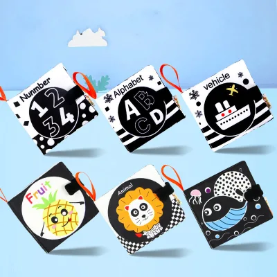 New Black and White Montessori Baby Cloth Book Tear-Resistant Soft Visual Stimulation Children's Book