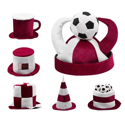 World Football Fan Velvet Flag Fan Party Hat Cheer Props Carnival Hat Soccer Sports Hat Football Cup Flag Cap