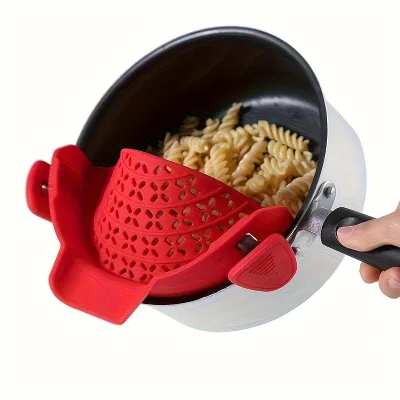 Silicone Pot Strainer Clip on Food Strainer Basket for Pots Pans & Bowls, BPA-Free, Spaghetti Strainer Colanders & Strainers