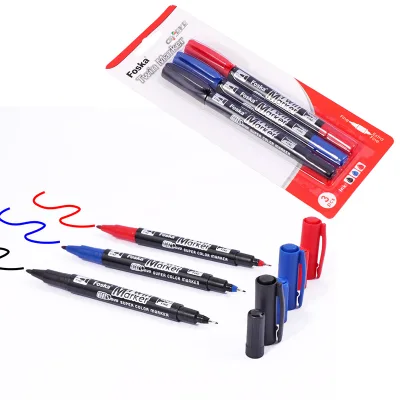 B2B Stationery Items 3PCS Blister Card Non-toxic Waterproof 1mm Ultra Fine 2mm Fine Dual Tip Marker Pens for Office School Home