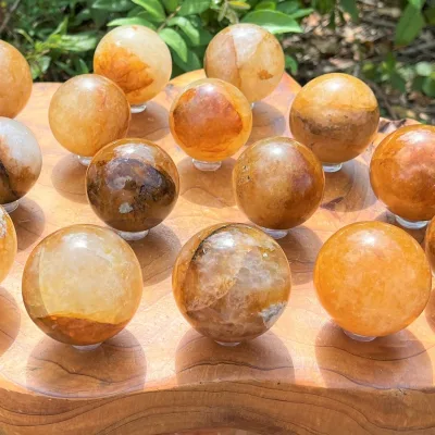 Wholesale Natural Golden Healer Sphere Bohemian Meditation Crystal Crafts for Spiritual Healing Gift