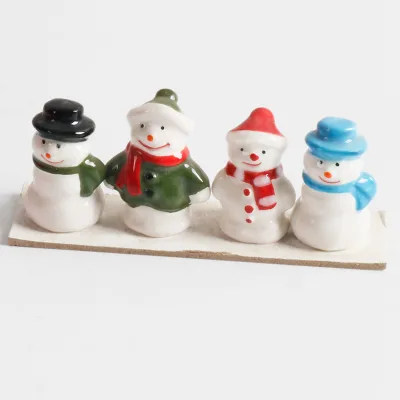 Wholesale Ceramic Christmas Tree Snowman Sculpture Mini Figurines Supplier