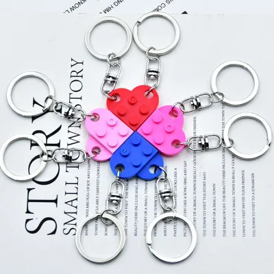 2026 New Arrival Couples Detachable Handmade Keychain Cute Colorful Heart Building Block Pendant Keychain Gifts for Women