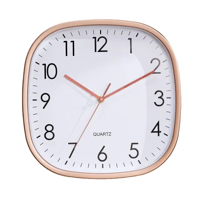 Modern 12-inch Mute Square Rounded Wall Clock for Living Room Wholesale Customized Quartz Needle Luminous House Hold Clock