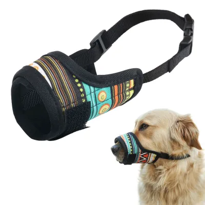 Wholesale Polyester Soft Pet Dog Muzzle Anti Biting Barking and Chewing Dog Safe Muzzle With Adjustable Straps