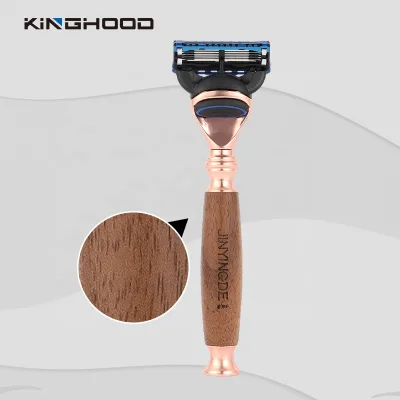 New Style Retro Vintage Unique Handmade Wooden Handle Five Blade Razor for Men