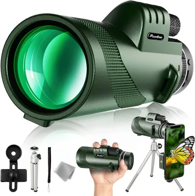 40X60 Monocular Telescope with Smartphone Holder & Tripod for Outdoor Adventures & Astronomical Observations