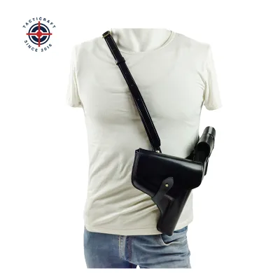 New Tactical Training Shooting Gun Case Quick-pull Black Cowhide Three-piece Set Crossbody China-made