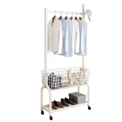 Bangke Double Tiers Coat Rack Stand Gold Bedroom Living Room Dryer Storage for Clothes Shoes Bags for Clothing Store Display