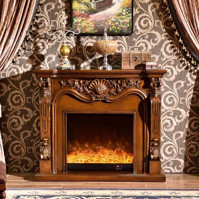 Best Selling Antique Solid Wood Fireplace With Flame Simulation Insert