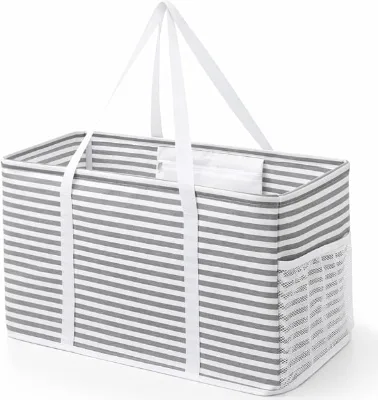 Best-Selling Foldable Portable Oversized Eco-Friendly Leak Proof Storage Bag Reusable Shopping Bag Metal Mesh Frame Handles