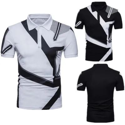 Summer Men's Polo Shirts Short Sleeve Casual Cotton Contrast Color Polo Shirt Male Lapel Polo Shirt Tops Clothes