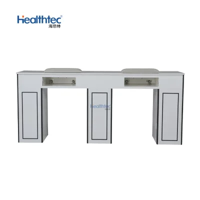 Beauty Salon Furniture White Double Nail Salon Table Manicure Table Nail Desk with Aspirator Vacuum