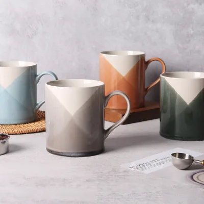 Whosale Customize Color Ceramic Coffee Cup With Handle Porcelain Dinner Mug