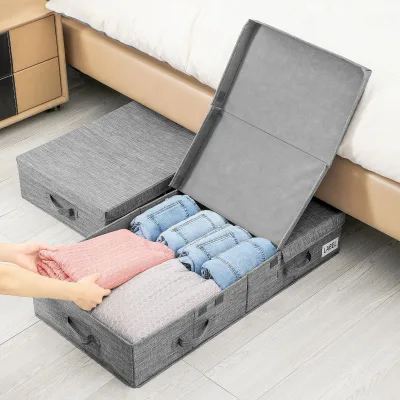 Clothing Storage Box with a Cover on the Bottom of the Bed, Foldable Wardrobe for Storing Blankets, Toys Fabric Storage Box