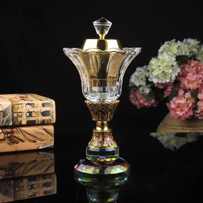 Best Sell Middle East Fancy Crystal Polished Incense Burner Jar for Home Decoration