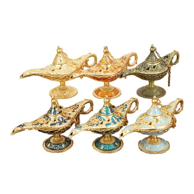 Handmade Arabic Alad Lamp Oud Burner Health Beauty Metal Incense Oil Burner Wood Material Sandalwood Scent Use Religious Purpose
