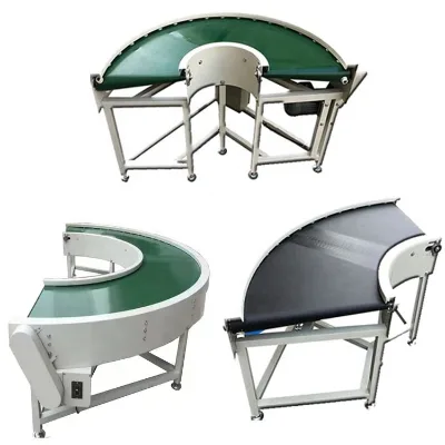 Curved Rubber & PU Belt Conveyor with Custom Radius-Smooth 90/180 Turning for Production Lines and Restaurant Use
